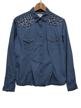 Panhandle Rough Stock Western Snap Shirt Embroidered Yoke Cowboy Rodeo Aztec M
